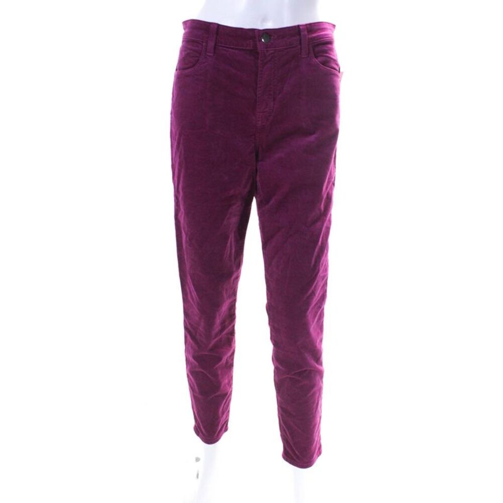 J Brand Womens Cotton Velvet High-Rise Crop Skinny Jeans Pants Pink Size 30
